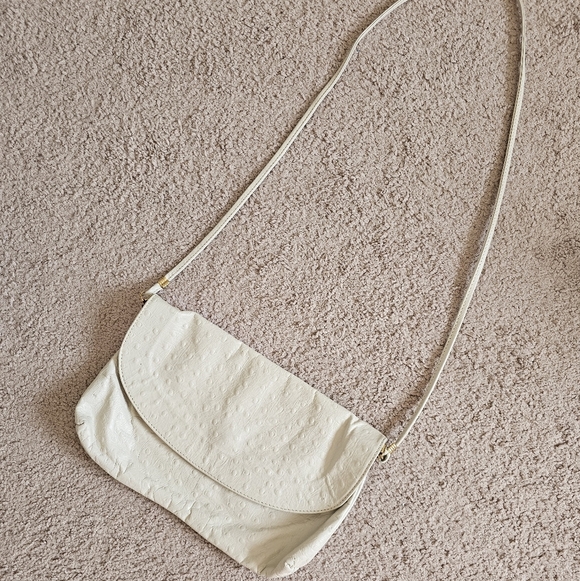 Elegant Cream Shoulder Bag Ostrich Vintage - Picture 2 of 6